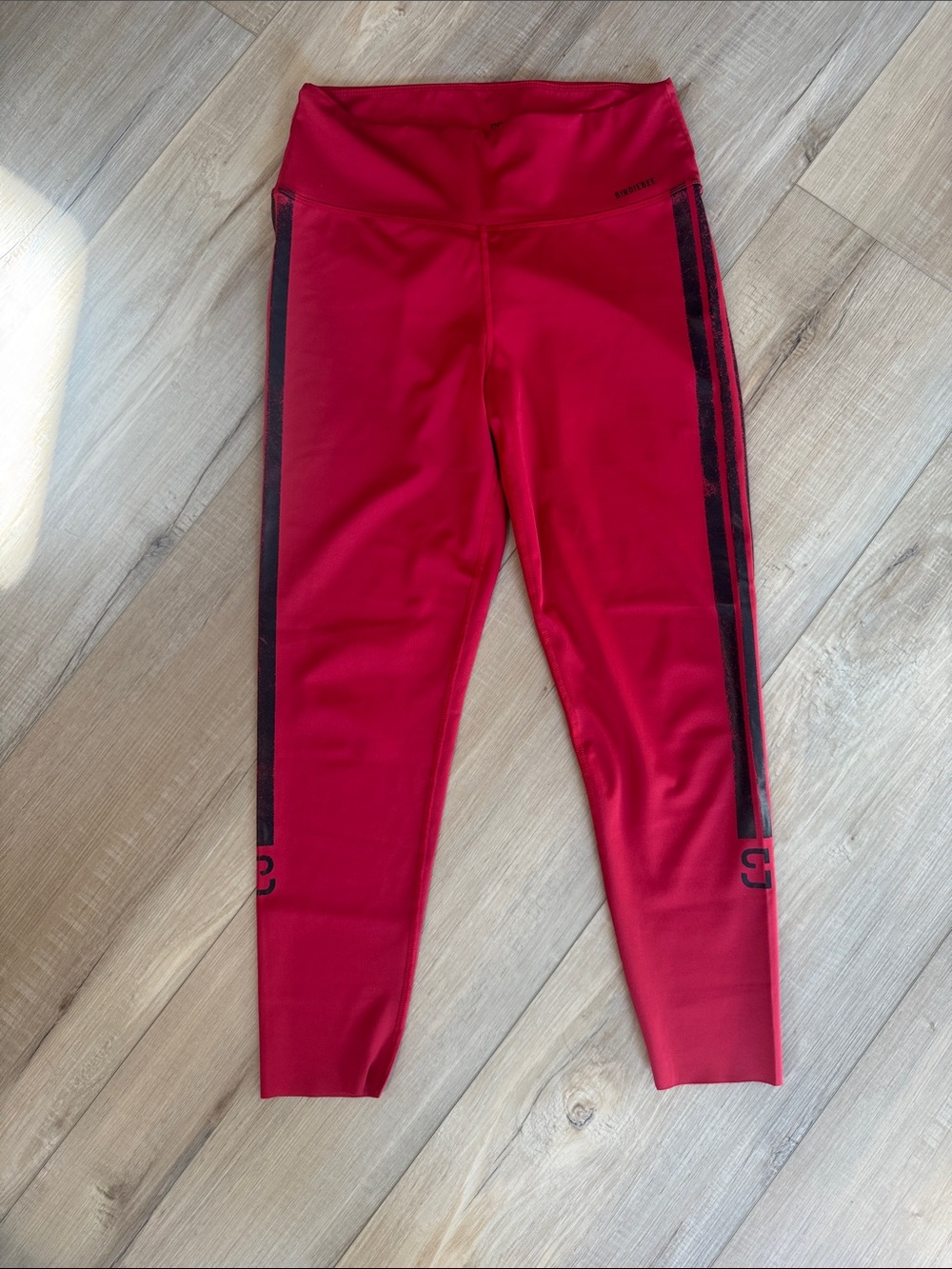 Women's Red Performance Leggings with Side Stripe